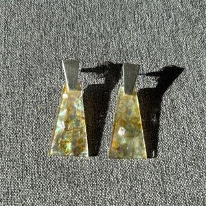 Silver and Abalone Drop Earrings